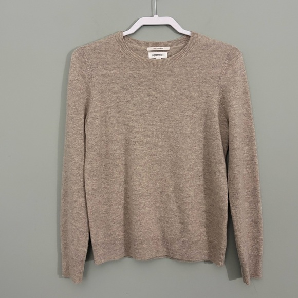 Nordstrom 100% Cashmere Crewneck Sweater | Beige | Size Small | Luxe Essential - Picture 2 of 8